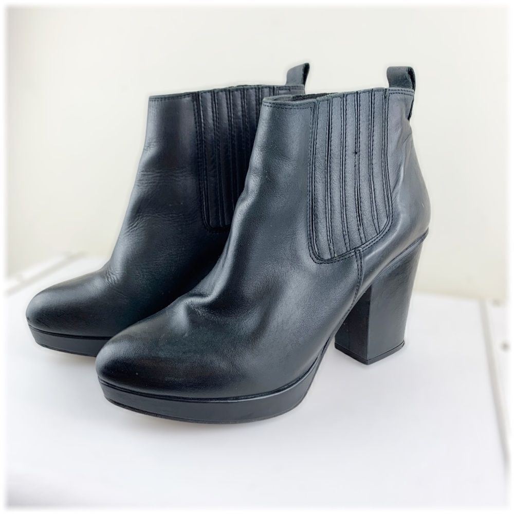 Topshop 'Alexy' Black‎ Platform Ankle Boots Sz 10